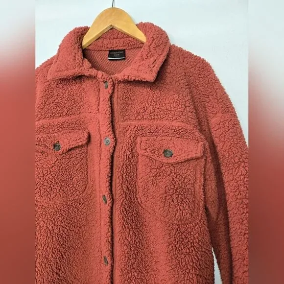 Women's 32 Degrees Heat Cozy Shirt Jacket Rust Orange Red Color Size M/L - Picture 3 of 8